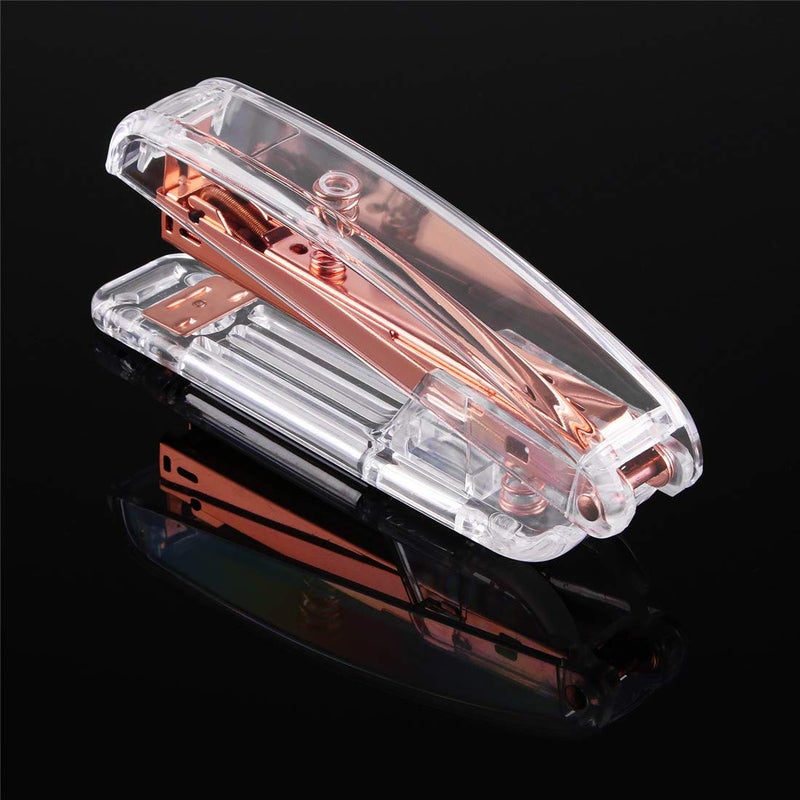 ALSISK Desk Accessory Kit,Acrylic Stapler Set, Tape Dispenser, Staple Remover with 1000pcs 26/6 Staples -Rose Gold - Image 2